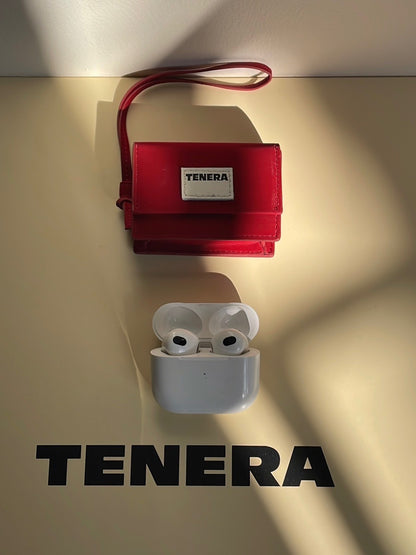 【TENERA】環保皮革耳機包 包包吊飾  (紅\棕)